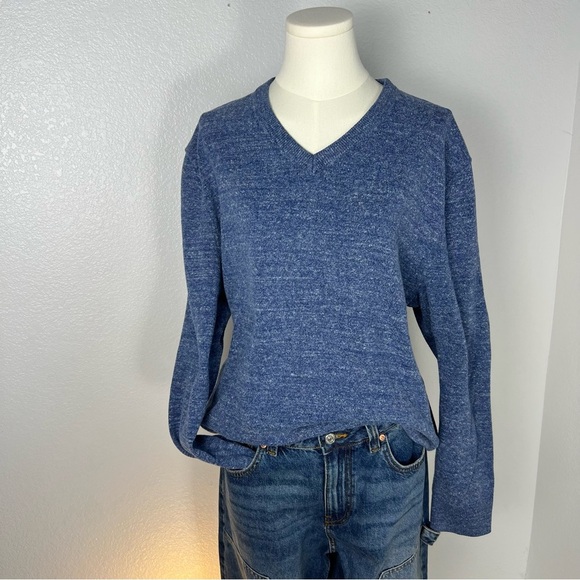 GAP Men’s XL Blue Heather Knit Sweater • Classic Crewneck Pullover - Picture 16 of 16